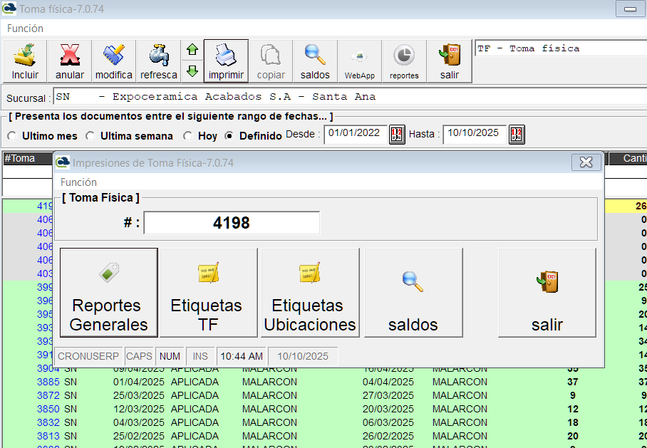 Toma física en app móvil
