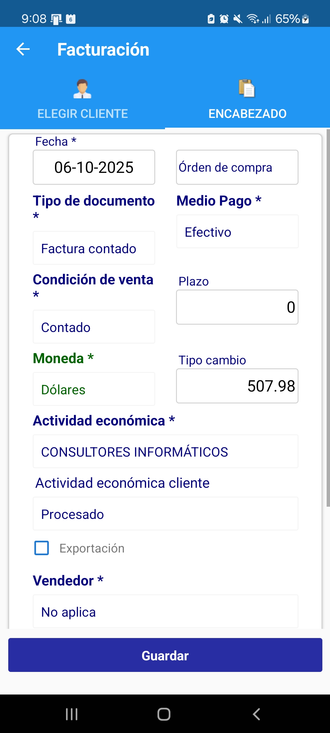 Facturación desde la palma de su mano